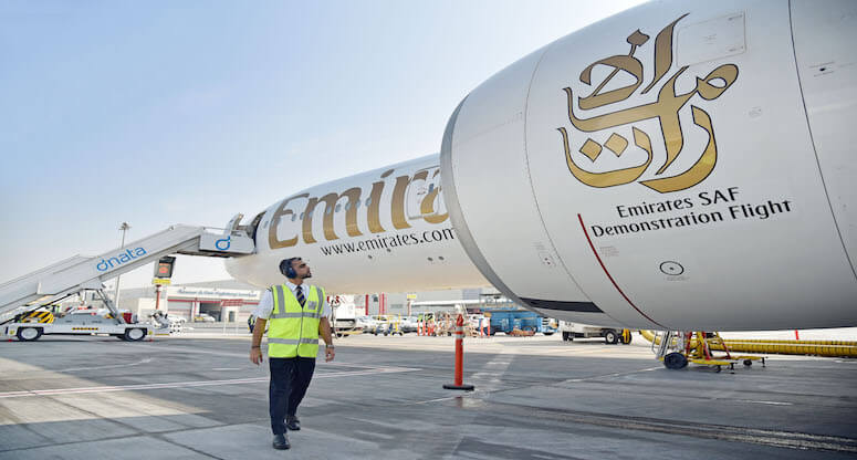 Emirates, %100 Sürdürülebilir Havacılık Yakıtı kullanılan test uçuşu ile bir kilometre taşını daha geride bıraktı